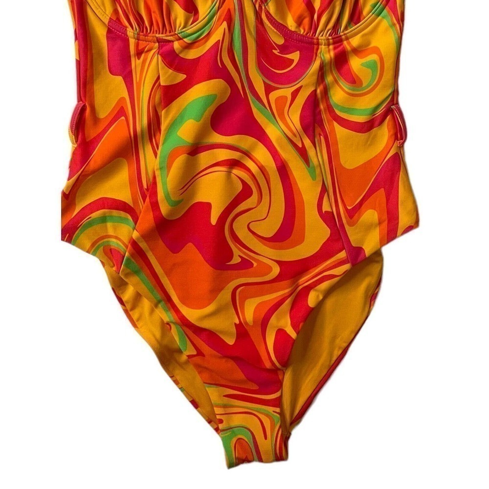 WeWoreWhat NEW One Piece Swimsuit Danielle 3.0 Retro Swirl Cherry Red Small - Picture 6 of 12